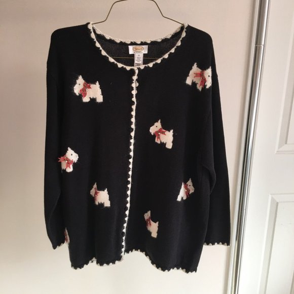 Talbots Sweaters - Talbots Woman Black Sweater with Scotties, Size 2X